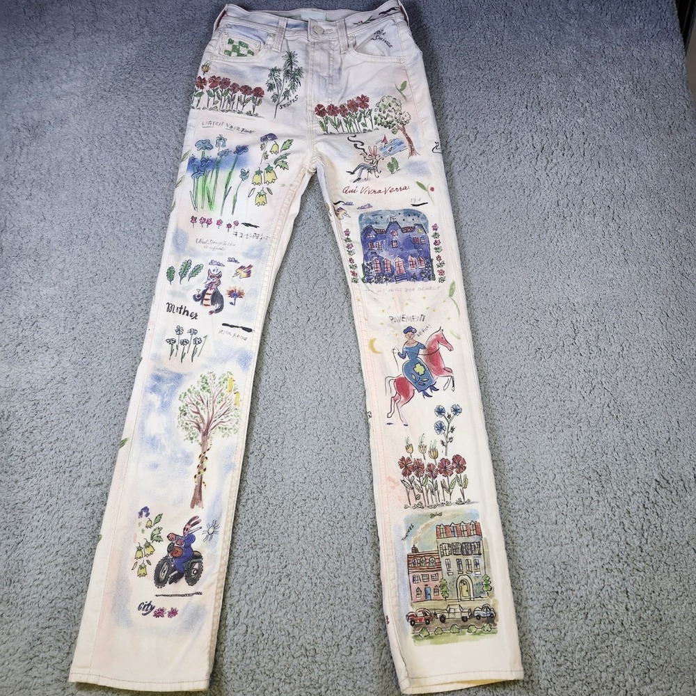 MOTHER High Waisted Rider Skimp Moto-Rabbit Jeans Size 24 Retail $278 - Picture 3 of 16